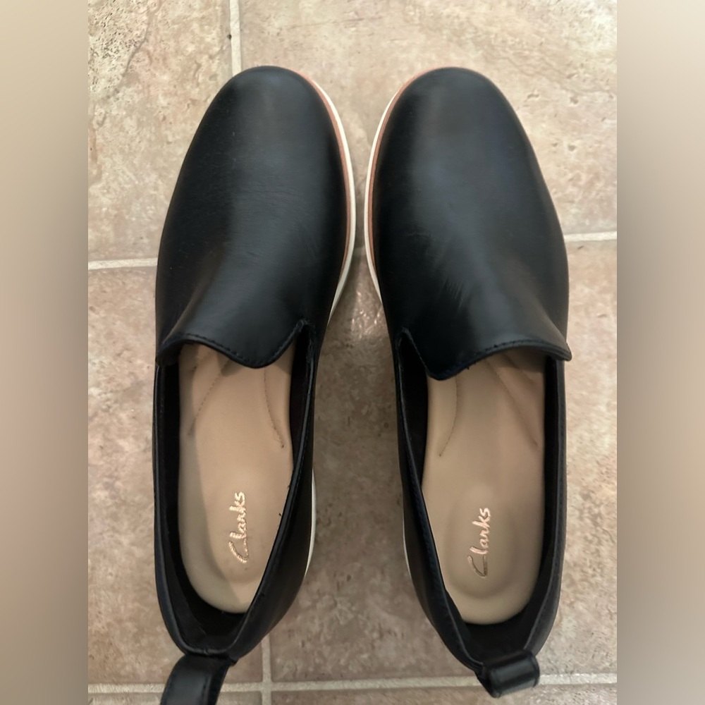 Clark’s black leather loafers- New never worn